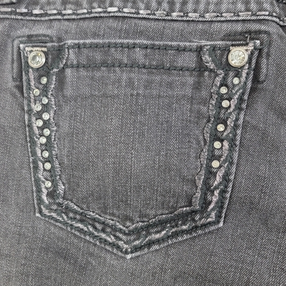 Miss Me Black Bling Embellishment Western Riding Low Rise Denim Skinny Jeans  29 - Picture 9 of 15